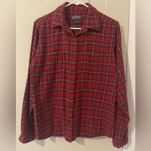 Women’s Woolrich Long Sleeve Red Plaid Button Down Shirt Double breasted Pockets